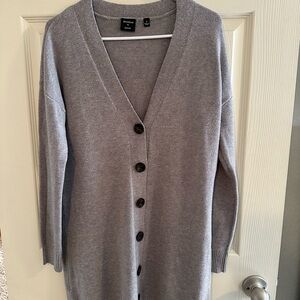 Cyrus Heather Gray Knit Button-Front Cardigan